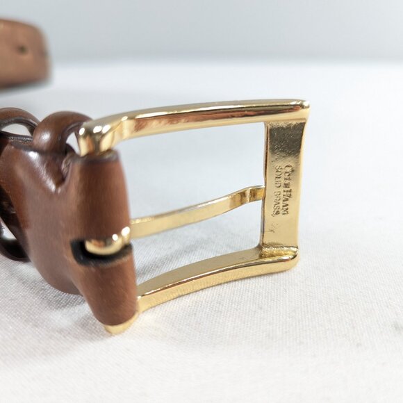 Cole Haan brown leather belt  solid brass buckle size 42 / 105 - Picture 2 of 10